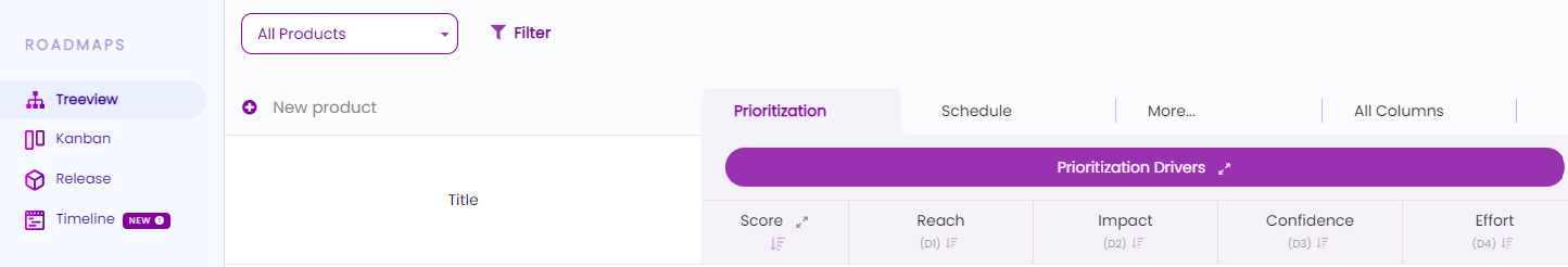 The roadmap with different tools like treeview, Kanban, release and so on. The main attention is given to the prioritization drivers that can help you big time to prioritize your features. 