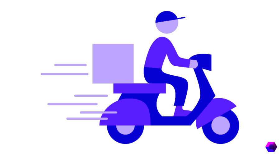a man on a scooter is delivering a product