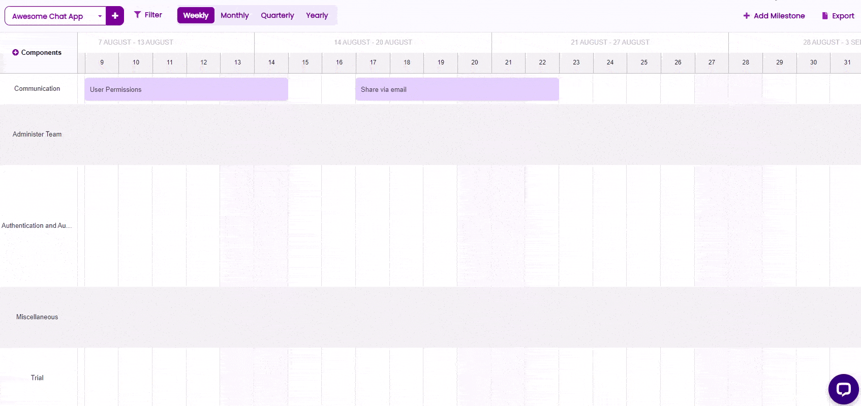 Add timelines to your features easily using the timeline tool.