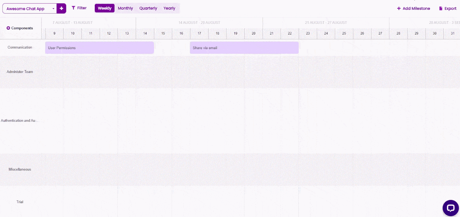 Setting timelines in the timeline view is a minute task. 