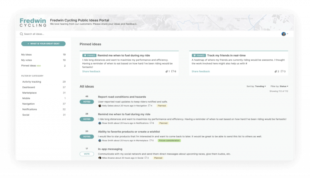 Idea management analytics in Aha! Ideas