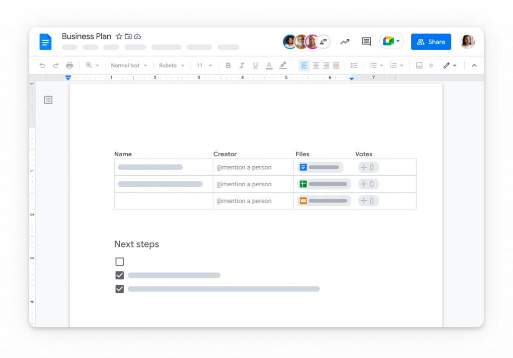 Idea management feature by Google Docs