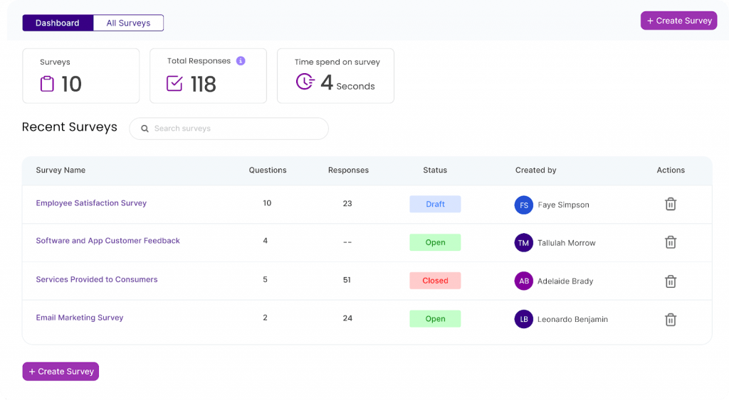 User survey tool by Chisel 
