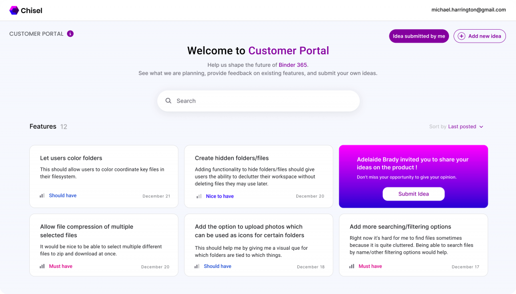 Feedback Portal by Chisel to know your customer’s perspectives and opinions