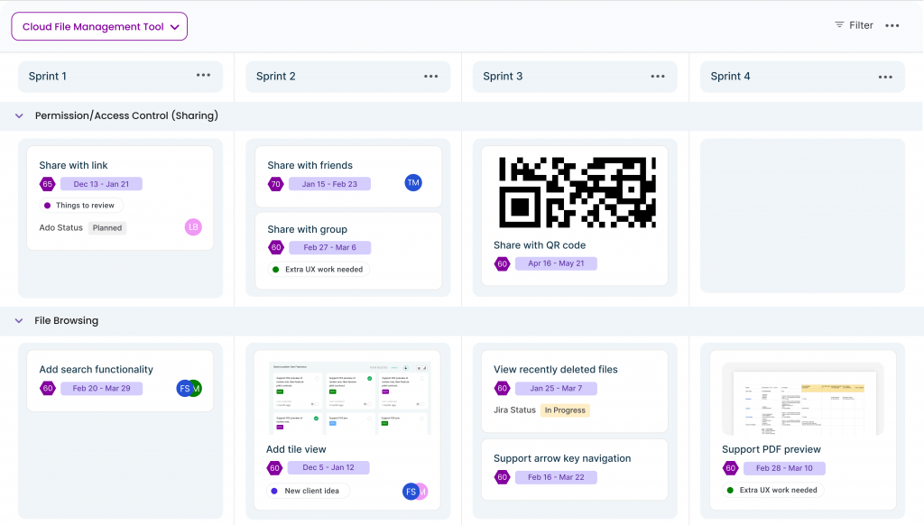 Release view is a savior in that it will store all the features included in every release cycle. 