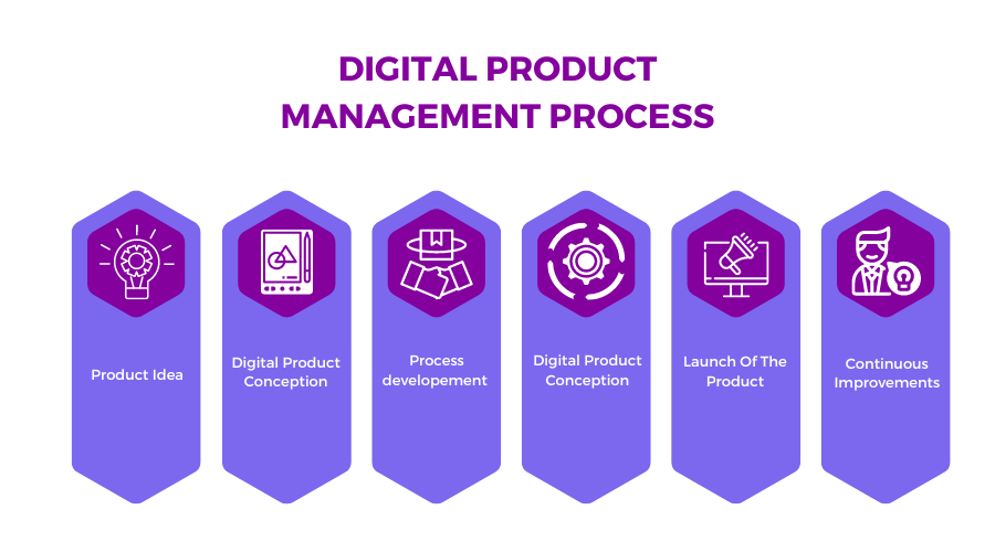 6 steps in the Digital Product Management Process
