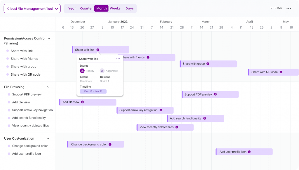 Timeline tool by Chisel