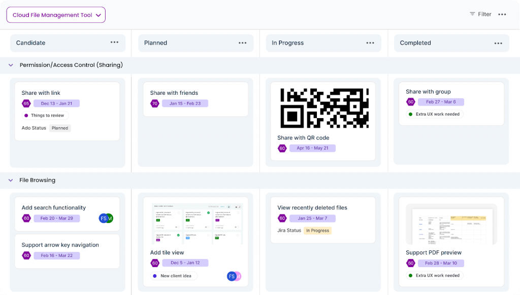 Create roadmaps using Chisel Kanban board