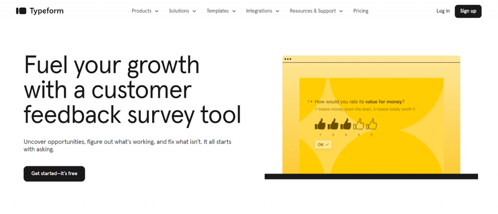 Feedback management through form building in Typeform