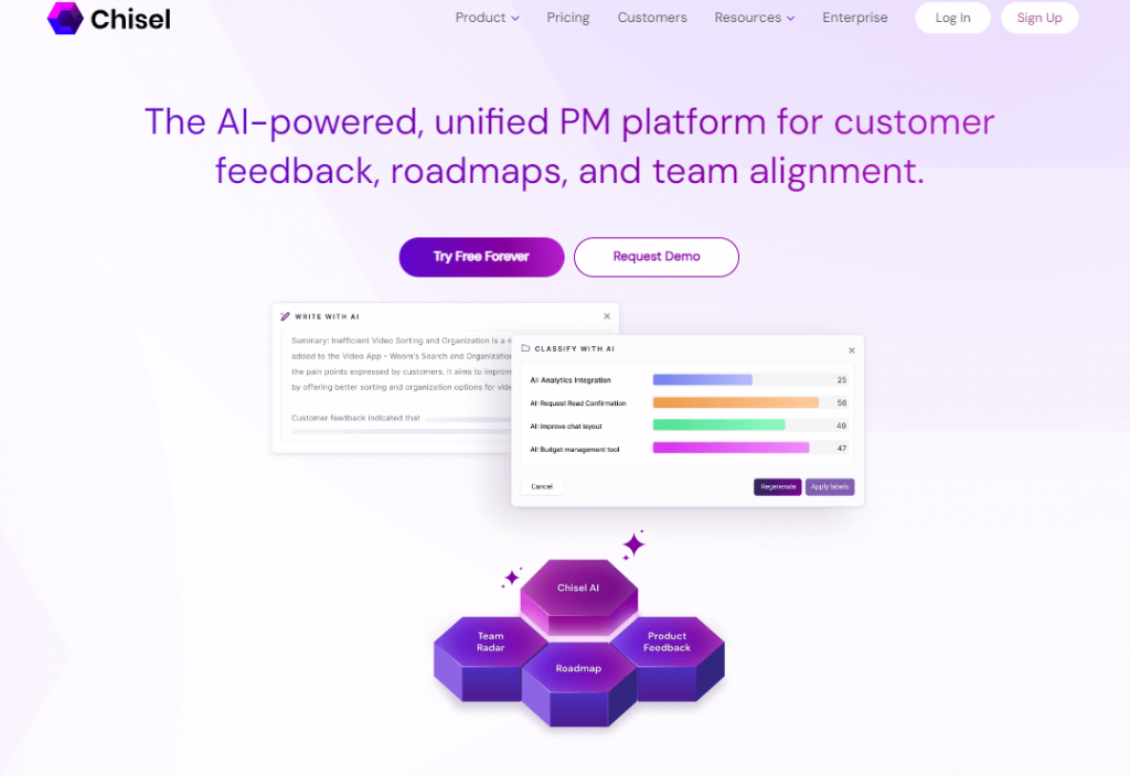 Chisel the AI-powered all-in-one product management software